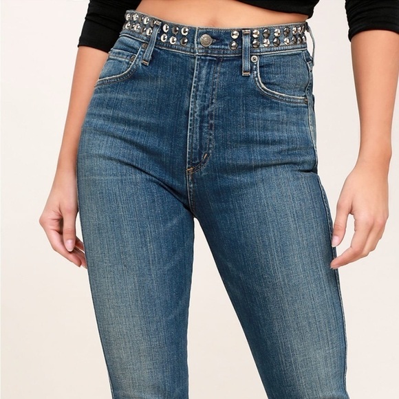Agolde Roxanne High Rise Studded Skinny Jeans - Picture 2 of 9